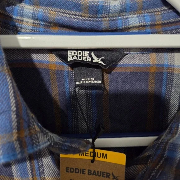 Eddie Bauer Mens Medium Flannel Shirt Long Sleeve Plaid Button Up - Picture 3 of 10